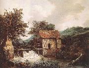 Jacob van Ruisdael Two Watermills and an Open Sluice near Singraven Spain oil painting artist